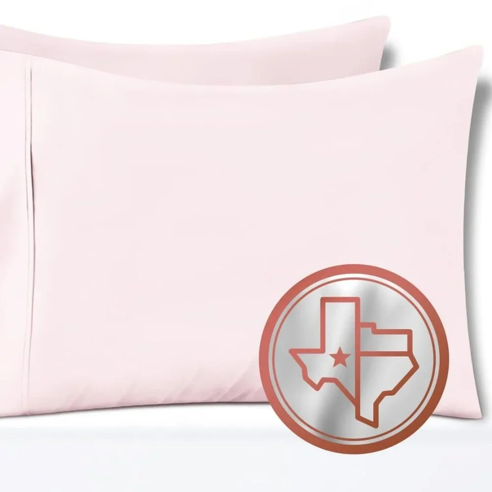 TEXAS LINEN CO. 100% Egyptian Cotton Pillow Cases Set of 2